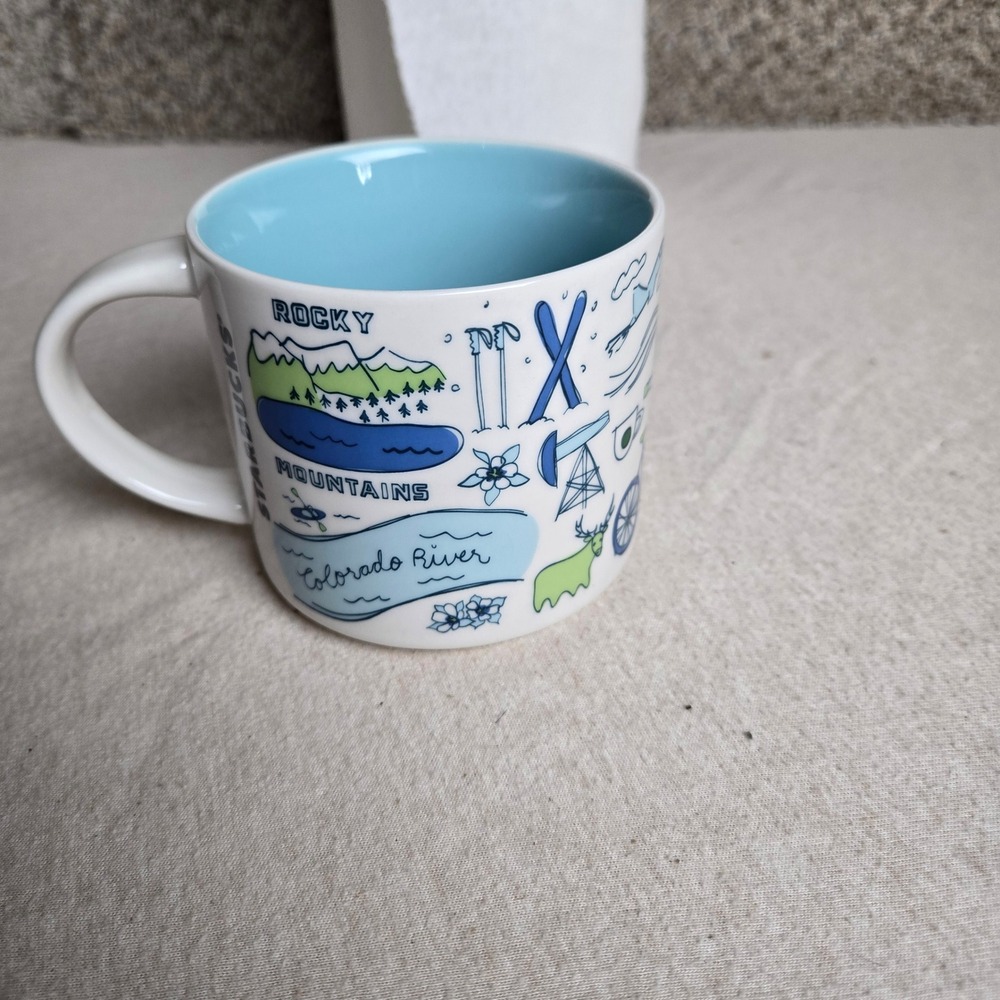 Starbucks Colorado Been There Series Coffee Mug 14oz Blue White Excellent Travel